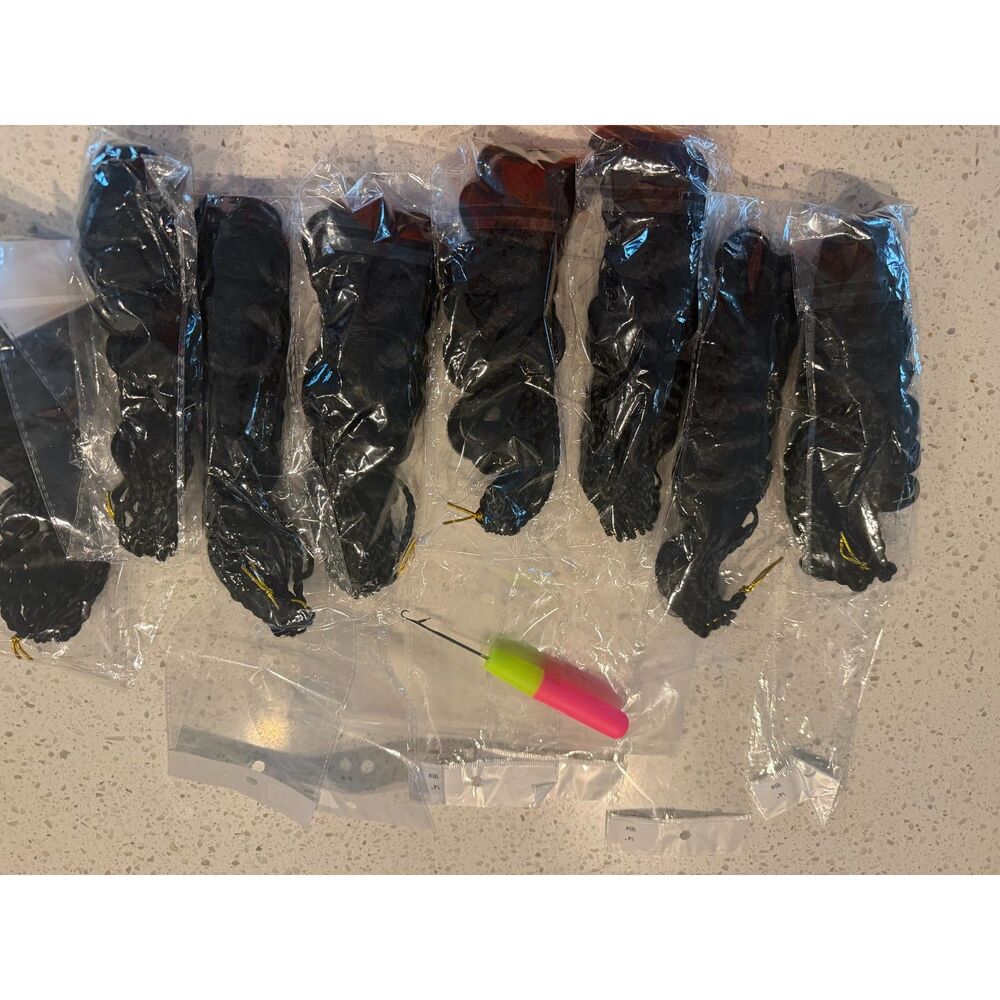 NWT 14in GOGO Curl Crochet Synthetic Hair 1B 8 Pack 120 Strands